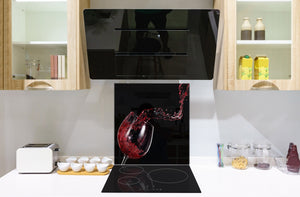 Elegante Hartglasrückwand – Glasrückwand für Küche – Glasaufkantung BS19 Serie Wein:  Red Wine 1