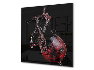 Original fond de paroi cuisine verre – Antiprojections verre – Fond verre artistique BS19 Série vin  Original fond de paroi cuisine verre – Antiprojections verre – Fond verre artistique BS19 Série vin: Vin renversé
