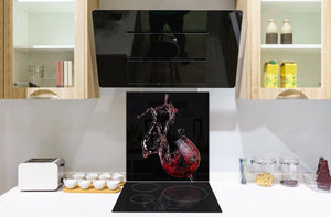 Elegante Hartglasrückwand – Glasrückwand für Küche – Glasaufkantung BS19 Serie Wein:  Spilled Wine