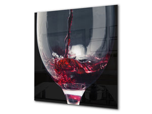 Tempered Glass backsplash – Art design Glass Upstand  BS19 Wine Series: Red Wine 2