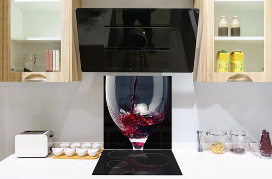 Tempered Glass backsplash – Art design Glass Upstand  BS19 Wine Series: Red Wine 2