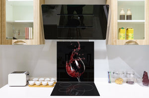 Elegante Hartglasrückwand – Glasrückwand für Küche – Glasaufkantung BS19 Serie Wein:  Red Wine 7