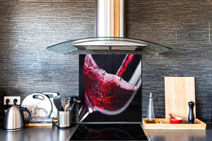 Elegante Hartglasrückwand – Glasrückwand für Küche – Glasaufkantung BS19 Serie Wein:  Red Wine 8