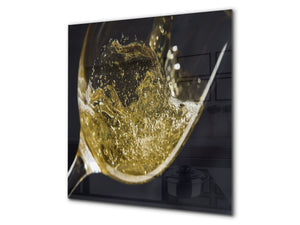 Elegante Hartglasrückwand – Glasrückwand für Küche – Glasaufkantung BS19 Serie Wein:  White Wine 2
