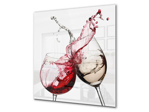Tempered Glass backsplash – Art design Glass Upstand  BS19 Wine Series: Spilled White Wine