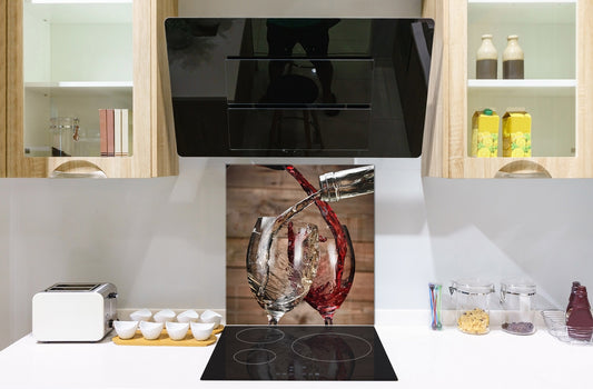 Tempered Glass backsplash – Art design Glass Upstand  BS19 Wine Series: Poured Wine