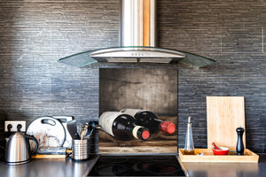 Elegante Hartglasrückwand – Glasrückwand für Küche – Glasaufkantung BS19 Serie Wein:  Wine In A Bottle
