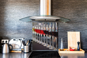 Elegante Hartglasrückwand – Glasrückwand für Küche – Glasaufkantung BS19 Serie Wein:  Wine Lamps