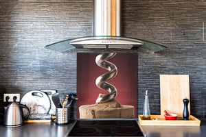 Elegante Hartglasrückwand – Glasrückwand für Küche – Glasaufkantung BS19 Serie Wein:  Corkscrew Wine 2