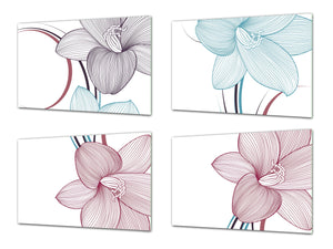 Tablas de cortar antibacterianas - Tabla de cortar decorativa: Serie de flores MD06: Flores de lirio.