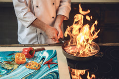 Chopping Board - Worktop saver and Pastry Board - Glass Cutting Board D23 Colourful abstractions: New ocean briefing