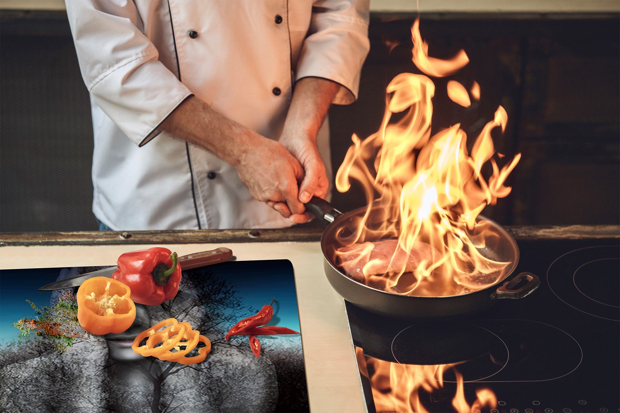 Glass stove top 60D19: A woman in the branches of trees