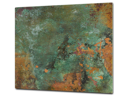 Chopping Board -  Impact & Scratch Resistant - Glass Cutting Board D24 Rusted textures Series: Old copper oxidation