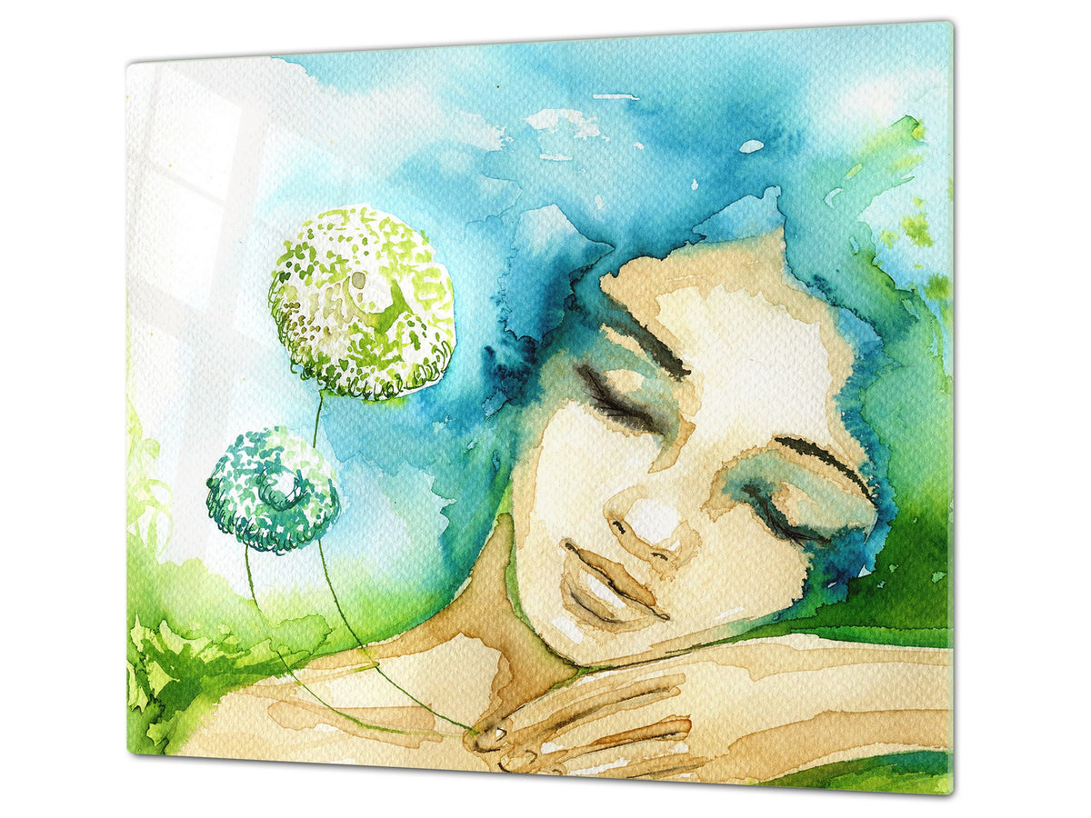 Glass stove top 60D19: A sleeping woman