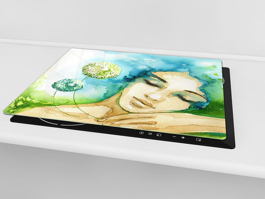 Glass stove top 60D19: A sleeping woman