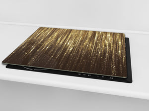 Tempered GLASS Cutting Board – Worktop saver and Pastry Board – Glass Kitchen Board; MEASURES: SINGLE: 60 x 52 cm (23,62” x 20,47”); DOUBLE: 30 x 52 cm (11,81” x 20,47”); D28 Golden Waves Series: Gold glitter