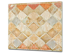 Tempered GLASS Kitchen Board – Impact & Scratch Resistant D27 Vintage leaves and patterns Series: Medieval Italian wall pattern