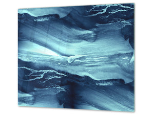 Küchenbrett aus Hartglas und Induktionskochplattenabdeckung; D02 Water Series: Texture 121