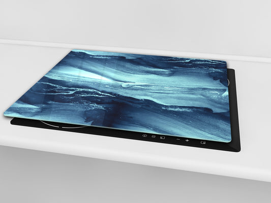 CUTTING BOARD and Cooktop Cover - Impact & Shatter Resistant Glass D02 Water Series: Texture 121