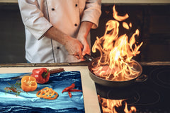 CUTTING BOARD and Cooktop Cover - Impact & Shatter Resistant Glass D02 Water Series: Texture 121