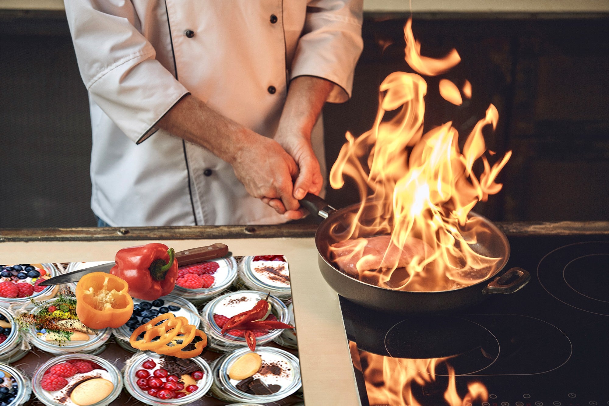 Tempered GLASS Cutting Board 60D16: Yogurt dessert