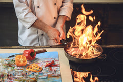 UNIQUE Tempered GLASS Kitchen Board 60D05A: Italian boats