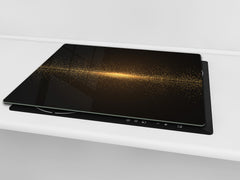 Tempered GLASS Cutting Board – Worktop saver and Pastry Board – Glass Kitchen Board; MEASURES: SINGLE: 60 x 52 cm (23,62” x 20,47”); DOUBLE: 30 x 52 cm (11,81” x 20,47”); D28 Golden Waves Series: Sparkling golden dust