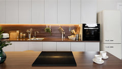 Tempered GLASS Cutting Board – Worktop saver and Pastry Board – Glass Kitchen Board; MEASURES: SINGLE: 60 x 52 cm (23,62” x 20,47”); DOUBLE: 30 x 52 cm (11,81” x 20,47”); D28 Golden Waves Series: Sparkling golden dust