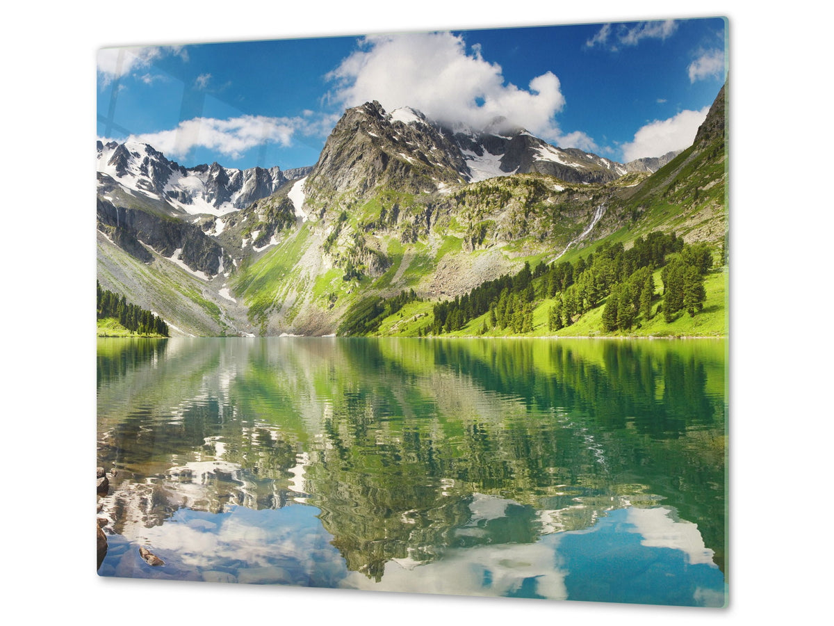 Very Big Kitchen Board – Glass Cutting Board and worktop saver; Nature series DD08: Montagne 6