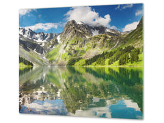Very Big Kitchen Board – Glass Cutting Board and worktop saver; Nature series DD08: Montagne 6