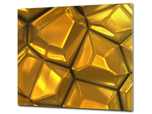 Tempered GLASS Cutting Board – Worktop saver and Pastry Board – Glass Kitchen Board; MEASURES: SINGLE: 60 x 52 cm (23,62” x 20,47”); DOUBLE: 30 x 52 cm (11,81” x 20,47”); D28 Golden Waves Series: Gold bars