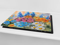 UNIQUE Tempered GLASS Kitchen Board 60D05A: Flowers 4