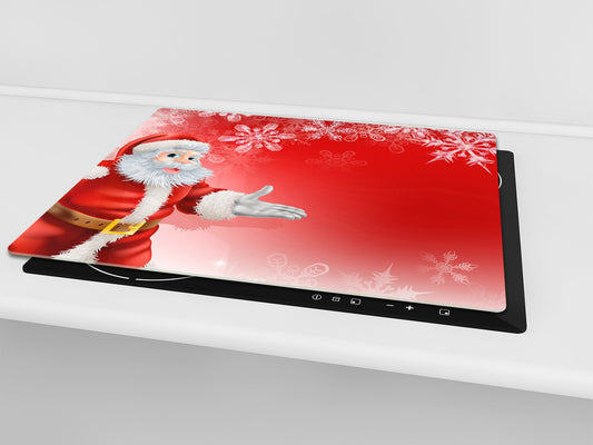 CUTTING BOARD and Cooktop Cover ;D20 Christmas Series: Santa Claus in the snow