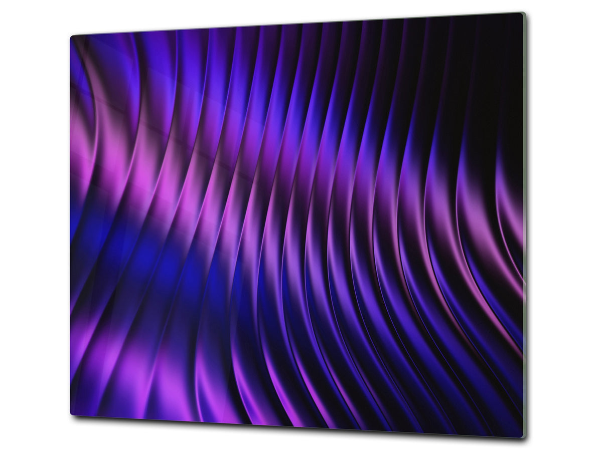 UNIQUE Tempered GLASS Kitchen Board – Scratch Resistant Glass Cutting Board – Glass Countertop MEASURES: SINGLE: 60 x 52 cm (23,62” x 20,47”); DOUBLE: 30 x 52 cm (11,81” x 20,47”); D29 Colourful Variety Series: Purple fabric 1