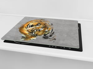 Tempered GLASS Cutting Board 60D01: Tiger