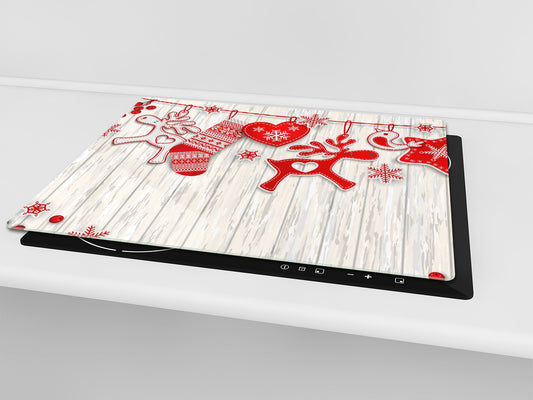 CUTTING BOARD and Cooktop Cover ;D20 Christmas Series: Reindeer wreath
