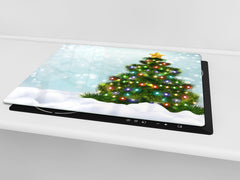CUTTING BOARD and Cooktop Cover ;D20 Christmas Series: Christmas tree in the snow