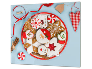 Couvre-plaques de cuisson en VERRE trempé; D20 Série de Noël Biscuits de Noël