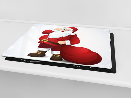 CUTTING BOARD and Cooktop Cover ;D20 Christmas Series: Santa Claus with a sack of gifts