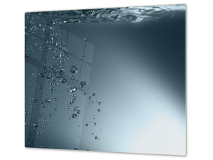 CUTTING BOARD and Cooktop Cover - Impact & Shatter Resistant Glass D02 Water Series: Water 1