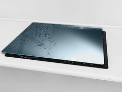 CUTTING BOARD and Cooktop Cover - Impact & Shatter Resistant Glass D02 Water Series: Water 1