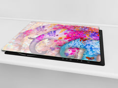 Induction Cooktop Cover –Shatter Resistant Glass Kitchen Board – Hob cover; MEASURES: SINGLE: 60 x 52 cm (23,62” x 20,47”); DOUBLE: 30 x 52 cm (11,81” x 20,47”); D32 Paintings Series: Beautiful Asian nature