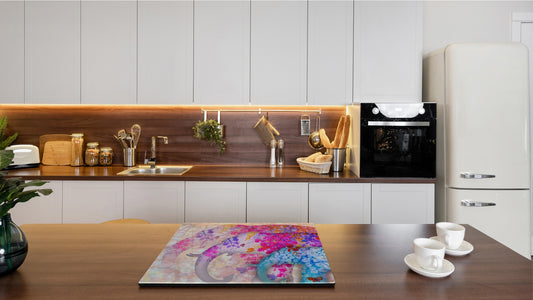 Induction Cooktop Cover –Shatter Resistant Glass Kitchen Board – Hob cover; MEASURES: SINGLE: 60 x 52 cm (23,62” x 20,47”); DOUBLE: 30 x 52 cm (11,81” x 20,47”); D32 Paintings Series: Beautiful Asian nature