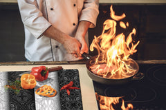 Glass Kitchen Board 60D20: Black & White texture