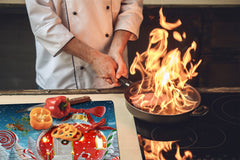 CUTTING BOARD and Cooktop Cover ;D20 Christmas Series: A cottage with ornaments