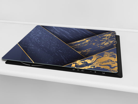 TEMPERED GLASS CHOPPING BOARD – Glass Cutting Board and Worktop Saver – Worktop protector; MEASURES: SINGLE: 60 x 52 cm (23,62” x 20,47”); DOUBLE: 30 x 52 cm (11,81” x 20,47”); D30 Decorative Surfaces Series: Luxury blue panels