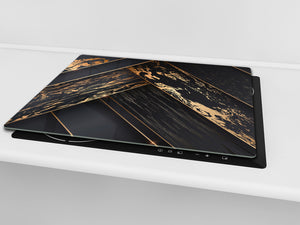 TEMPERED GLASS CHOPPING BOARD – Glass Cutting Board and Worktop Saver – Worktop protector; MEASURES: SINGLE: 60 x 52 cm (23,62” x 20,47”); DOUBLE: 30 x 52 cm (11,81” x 20,47”); D30 Decorative Surfaces Series: Luxury black panels