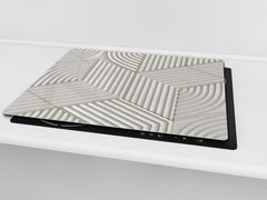 TEMPERED GLASS CHOPPING BOARD – Glass Cutting Board and Worktop Saver – Worktop protector; MEASURES: SINGLE: 60 x 52 cm (23,62” x 20,47”); DOUBLE: 30 x 52 cm (11,81” x 20,47”); D30 Decorative Surfaces Series: White hexagons