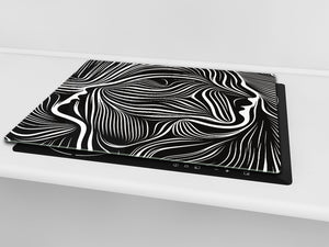 Copy of Induction Cooktop Cover –Shatter Resistant Glass Kitchen Board – Hob cover; MEASURES: SINGLE: 60 x 52 cm (23,62” x 20,47”); DOUBLE: 30 x 52 cm (11,81” x 20,47”); D32 Paintings Series: Human soul