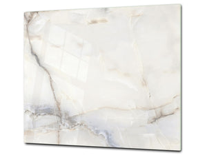 Tempered GLASS Kitchen Board – Impact & Scratch Resistant; D22 Marbles 2 Series: White marble design